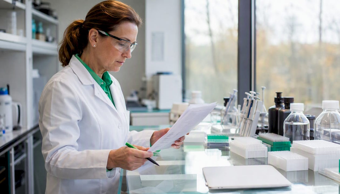 Lab professional reviewing Research Use Only documents