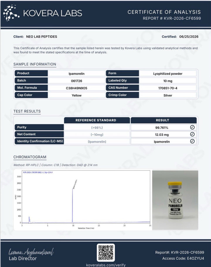 Certificate of Analysis - Ipamorelin - Batch 061726 - Kovera Labs