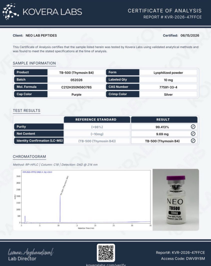 Certificate of Analysis - TB-500 - Batch 052026 - Kovera Labs